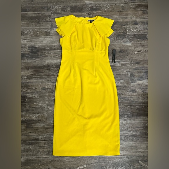 NWT Maggy London Women’s Yellow Midi Dress Size 2 - Picture 5 of 12